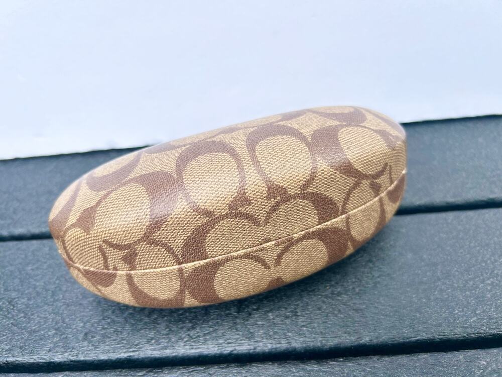 Coach Signature C Eyeglass Sunglasses Hard Case Khaki Brown Monogram 6 Inch